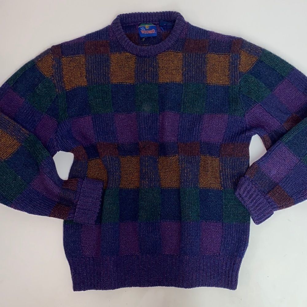 Vintage‎ Woodword 100% pure shetland wool colorful sweater size XL
